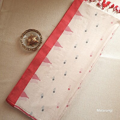 Cream Handloom Soft Cotton Saree with Butti work Cream Handloom Soft Cotton Saree with Butti work