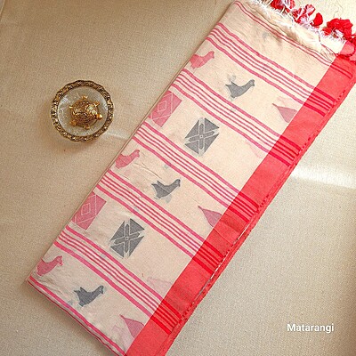 Cream Handloom Soft Cotton Saree with Butti work Cream Handloom Soft Cotton Saree with Butti work