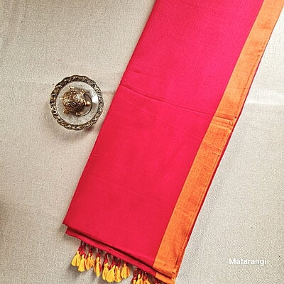 Red Handloom Khadi cotton Saree Red Handloom Khadi cotton Saree