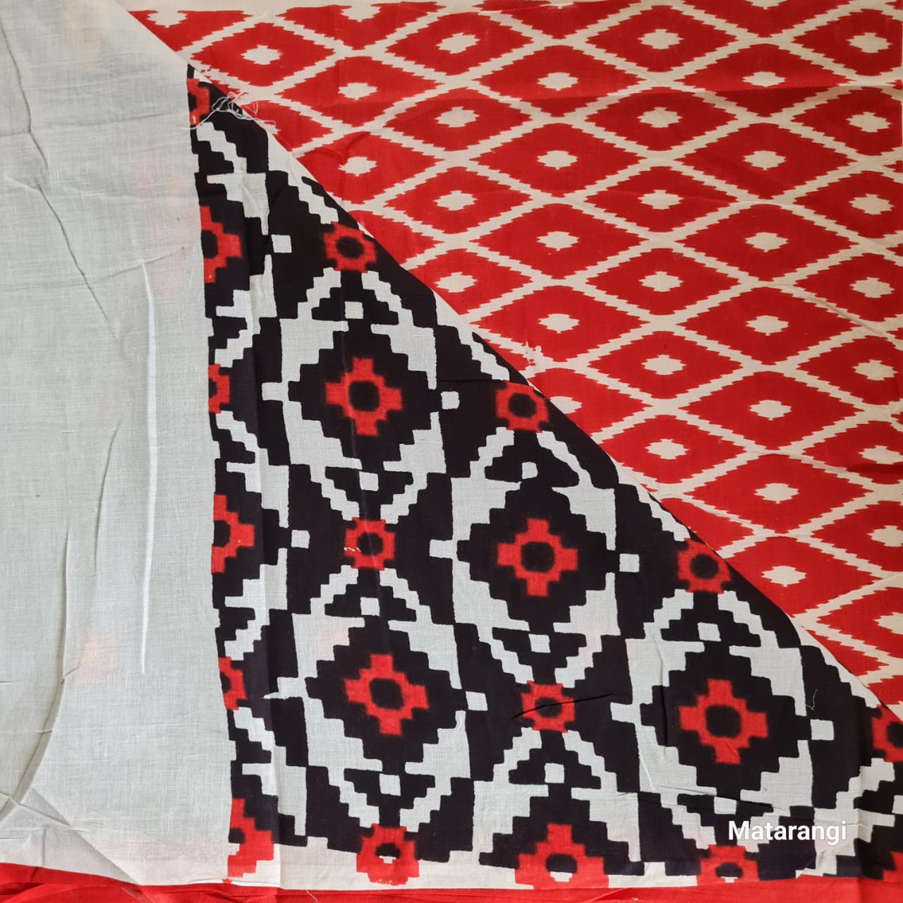 Black Block Printed MulMul Cotton Saree