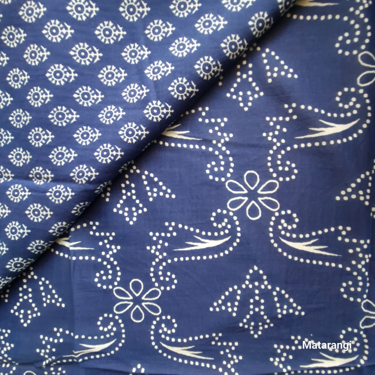 Indigo Block Printed MulMul Cotton Saree