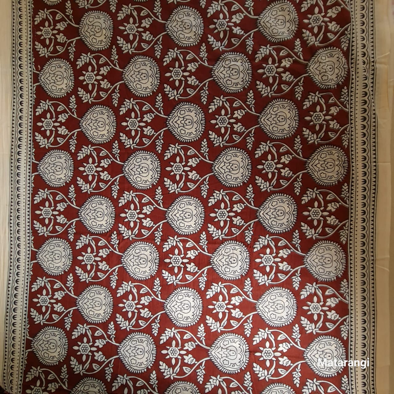 Brown Block Printed MulMul Cotton Saree Brown Block Printed MulMul Cotton Saree