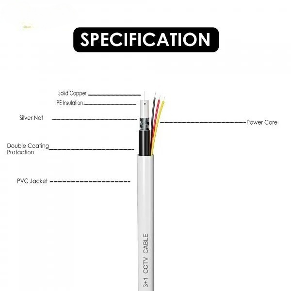 CCTV Cable 3+1 Coaxial for Video, Power and Audio Communication with Excellent Coating CCTV Cable 3+1 Coaxial for Video, Power and Audio Communication with Excellent Coating