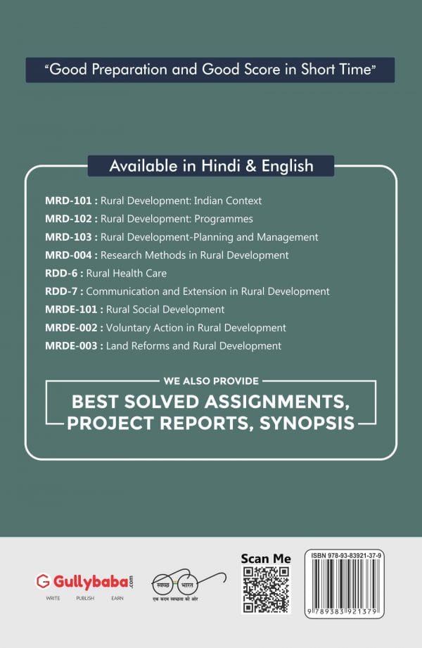 IGNOU MRDE-02 - Voluntary Action in Rural Development, Latest Help Book Edition IGNOU MRDE-02 - Voluntary Action in Rural Development, Latest Help Book Edition
