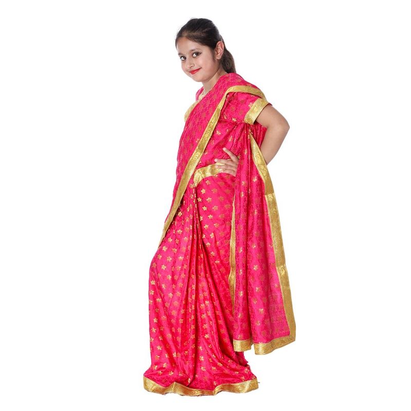 Kids Saree Fancy Dress Costume Magenta