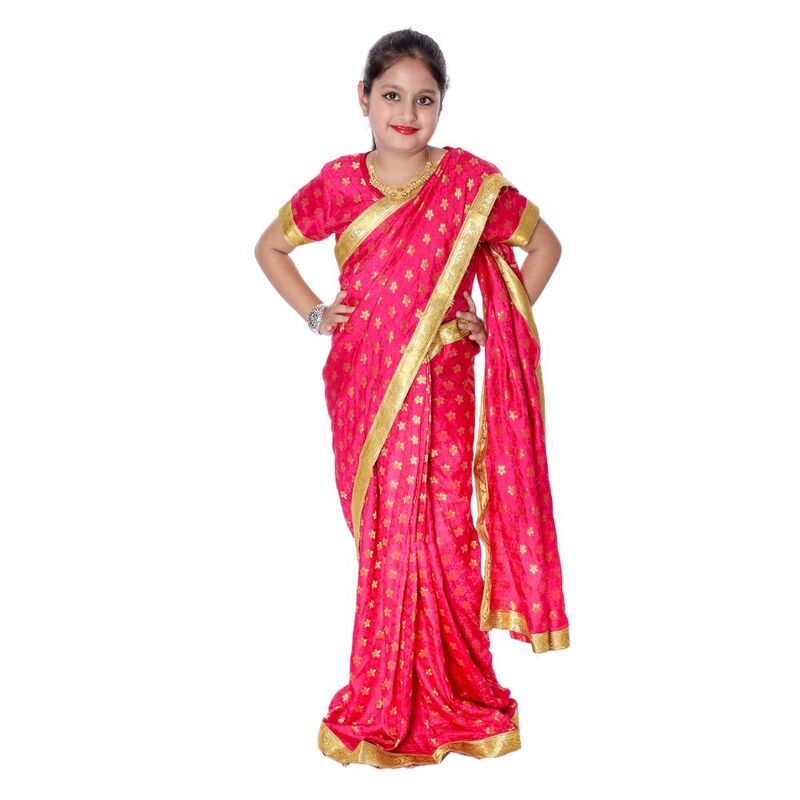 Kids Saree Fancy Dress Costume Magenta