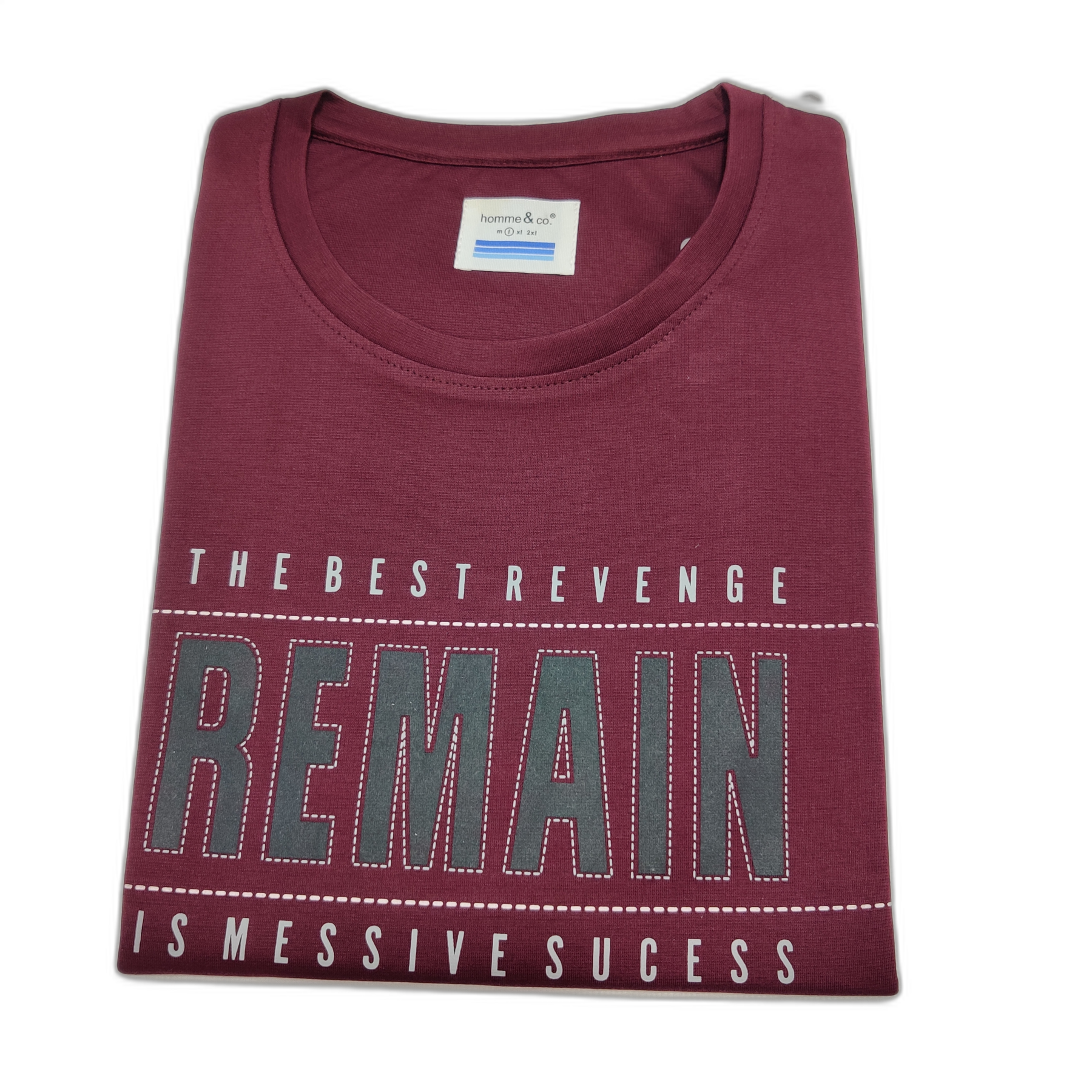 Maroon Printed Round Neck Tshirt