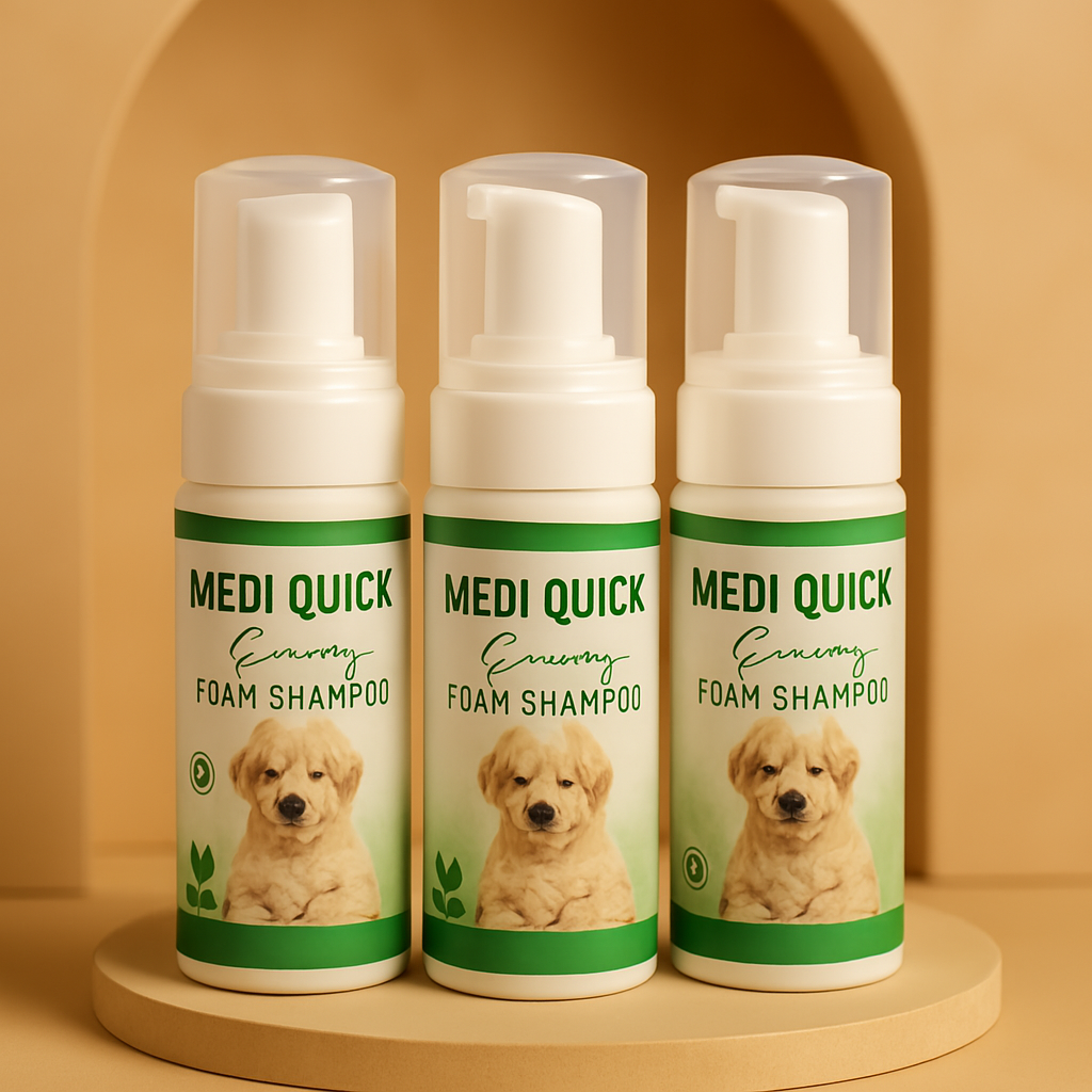 Medi Quick Grooming Foam Shampoo โ Neem & Aloe Vera Formula for Instant Clean and Care Medi Quick Grooming Foam Shampoo โ Neem & Aloe Vera Formula for Instant Clean and Care