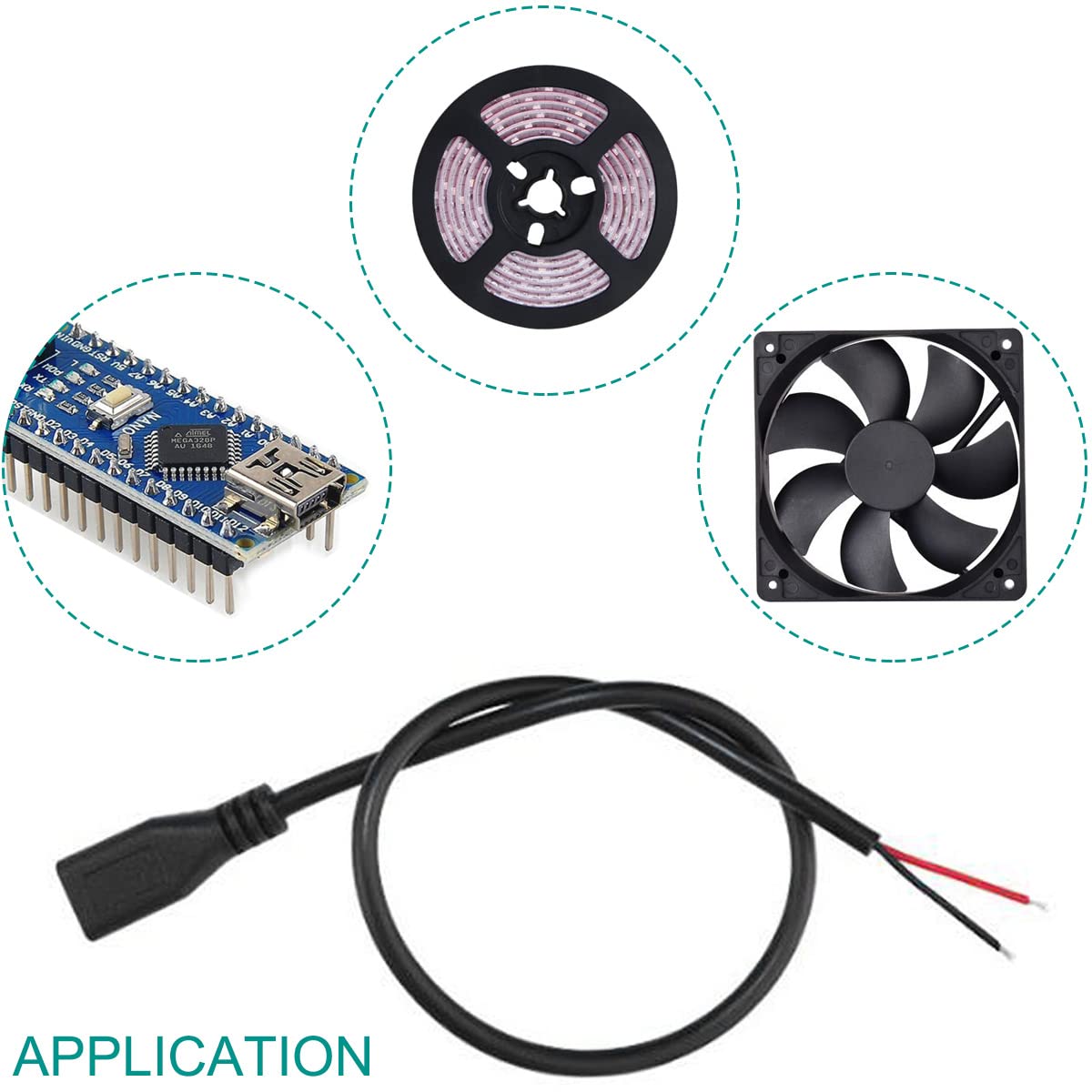 Micro USB Male Jack to 2 x Bare Wire Open End ,Power Supply and Charging Extension ,Pigtail Cable Micro USB Male Jack to 2 x Bare Wire Open End ,Power Supply and Charging Extension ,Pigtail Cable
