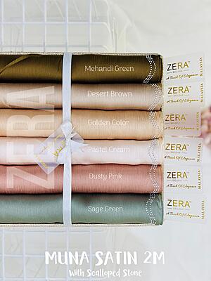 Premium Malaysian Munna Satin With Scalloped stone