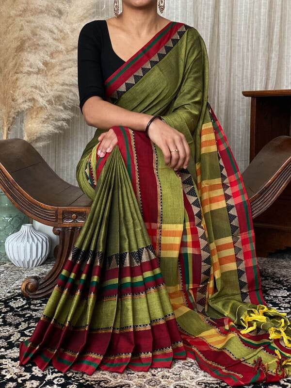 Purple colour narayanpet cotton saree