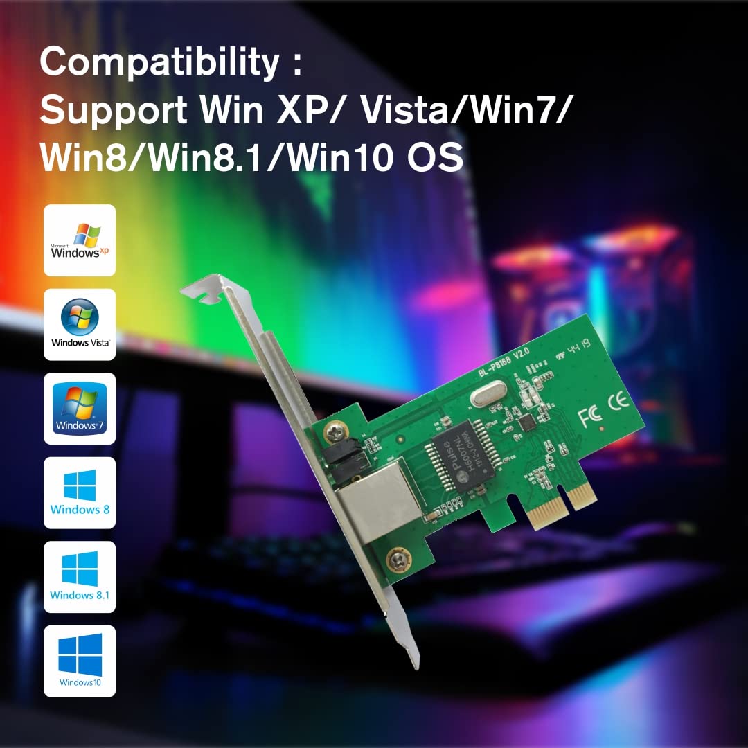PCI Express LAN Card Network Adapter | 10/100/1000 Mbps, Wake on LAN, RJ45 Port for Windows PCI Express LAN Card Network Adapter | 10/100/1000 Mbps, Wake on LAN, RJ45 Port for Windows