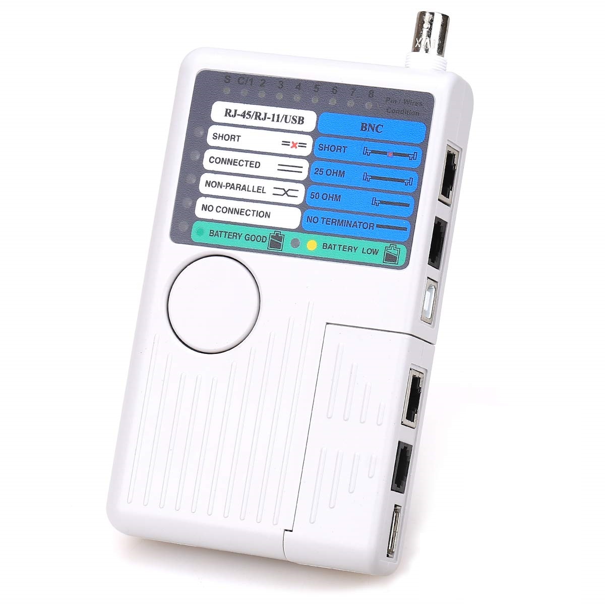 Network Cable 4-in-1 Tester – Multifunctional RJ45 RJ11 USB BNC Cable Tracker ,Detector Tool for UTP/STP LAN, Coaxial and Telephone Cables
