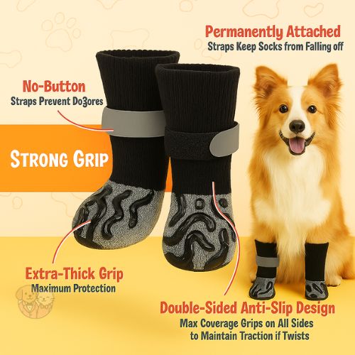 Non-Slip Grip Socks for Dogs – Indoor & Outdoor Paw Protection with Adjustable Straps Non-Slip Grip Socks for Dogs – Indoor & Outdoor Paw Protection with Adjustable Straps