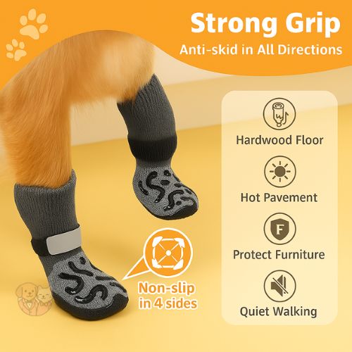 Non-Slip Grip Socks for Dogs – Indoor & Outdoor Paw Protection with Adjustable Straps Non-Slip Grip Socks for Dogs – Indoor & Outdoor Paw Protection with Adjustable Straps
