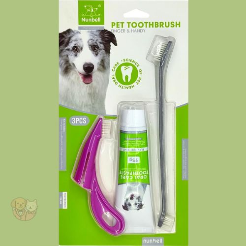 Nunbell Dental Care Kit for Dogs & Puppies โ Toothbrush & Mint Toothpaste Set (95g) Nunbell Dental Care Kit for Dogs & Puppies โ Toothbrush & Mint Toothpaste Set (95g)