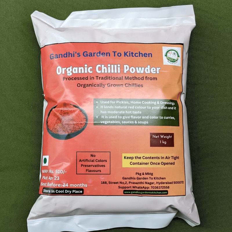 Organic chilli powder processed from Organically grown chillies 1kg Organic chilli powder processed from Organically grown chillies 1kg