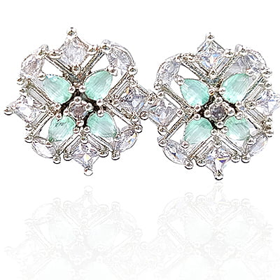 Olive Zirconia American Diamond Stud Earrings