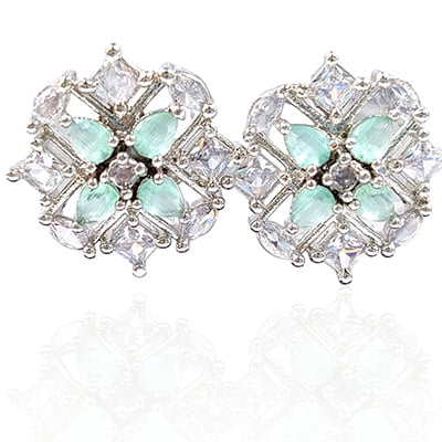 Olive Zirconia American Diamond Stud Earrings