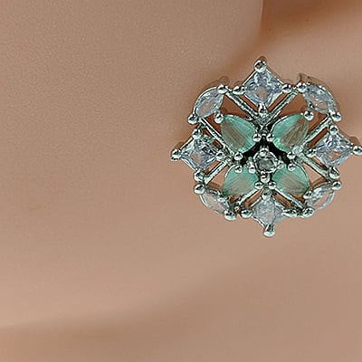 Olive Zirconia American Diamond Stud Earrings
