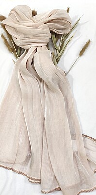 Zera Premium Organza Shimmer Hijab with Crochet Border