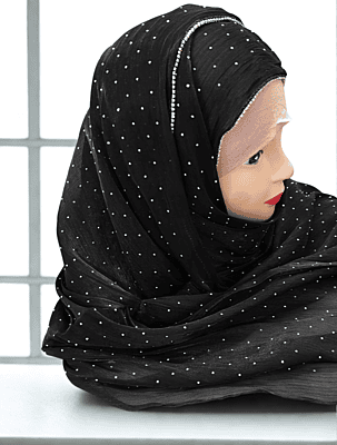 Zera Premium Organza Shimmer Hijab with Rhinestone Border