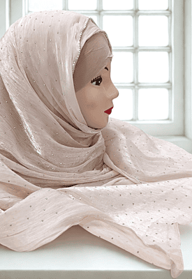 Zera Premium Organza Shimmer Hijab with Rhinestone Border