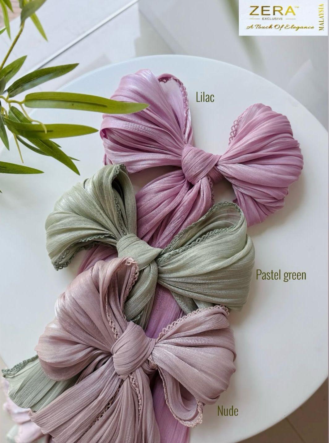 Zera Premium Organza Shimmer Hijab with Crochet Border