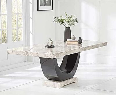 Vikinterio Modern U Shape Six Seater Marble Dining Table Set Vikinterio Modern U Shape Six Seater Marble Dining Table Set