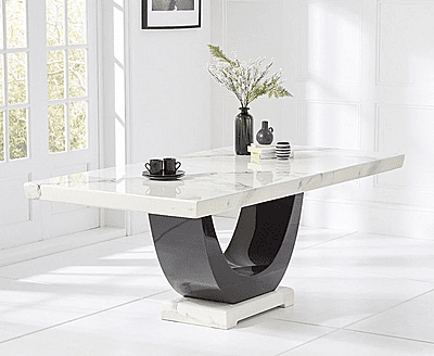 Vikinterio Modern U Shape Six Seater Marble Dining Table Set Vikinterio Modern U Shape Six Seater Marble Dining Table Set
