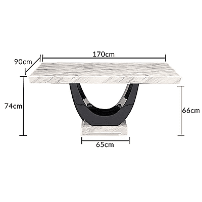 Vikinterio Modern U Shape Six Seater Marble Dining Table Set Vikinterio Modern U Shape Six Seater Marble Dining Table Set