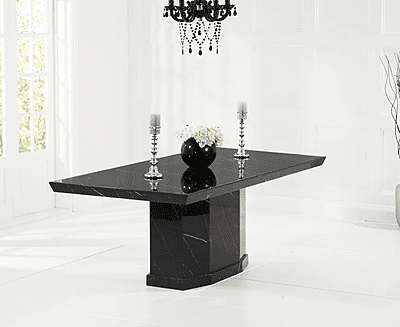 Six Seater Marble Top Dining Set with Fabric Chairs - Luxury and Comfort for Your Dining Room Six Seater Marble Top Dining Set with Fabric Chairs - Luxury and Comfort for Your Dining Room