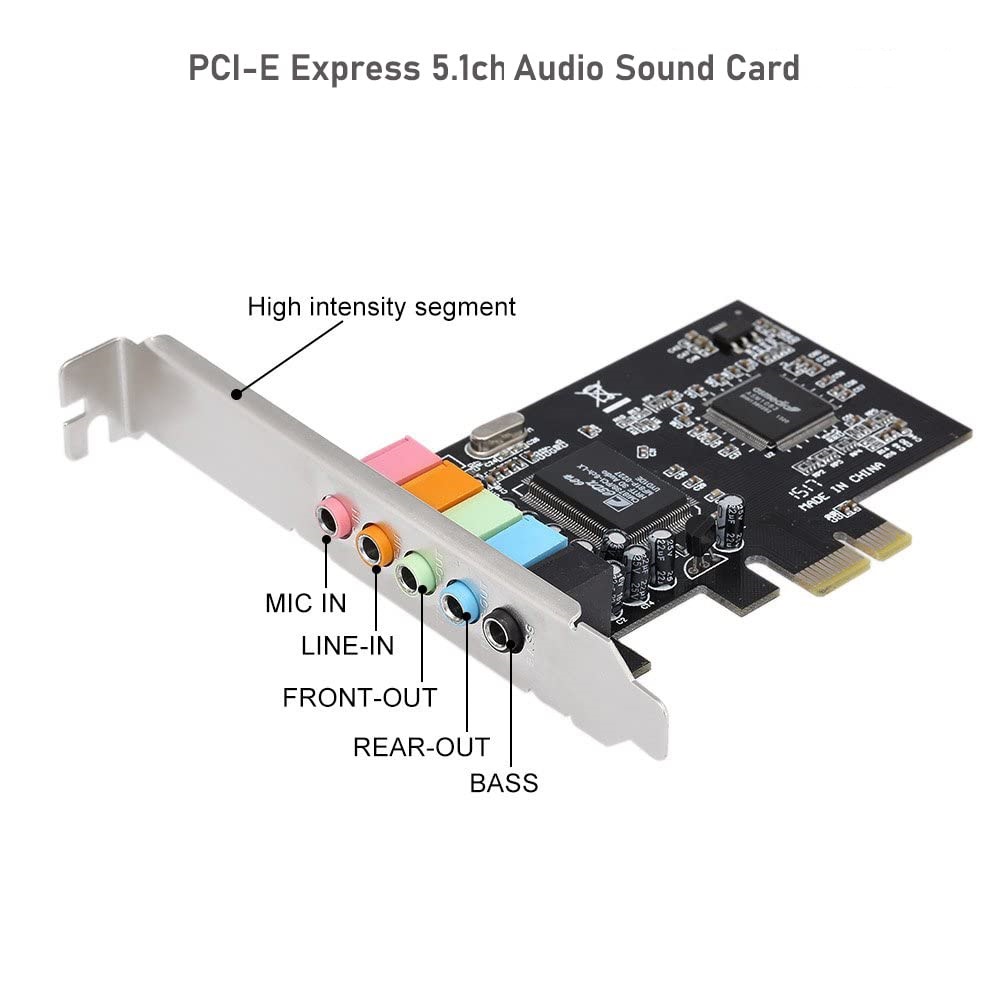 PCI-E PCI Express 5.1 Channel Sound Card for PC Windows 10 with Low Profile Bracket, 3D Stereo PCI-E PCI Express 5.1 Channel Sound Card for PC Windows 10 with Low Profile Bracket, 3D Stereo