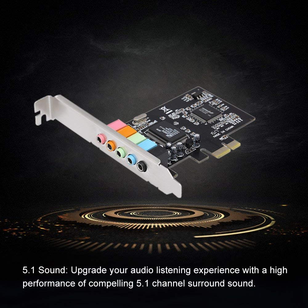 PCI-E PCI Express 5.1 Channel Sound Card for PC Windows 10 with Low Profile Bracket, 3D Stereo PCI-E PCI Express 5.1 Channel Sound Card for PC Windows 10 with Low Profile Bracket, 3D Stereo