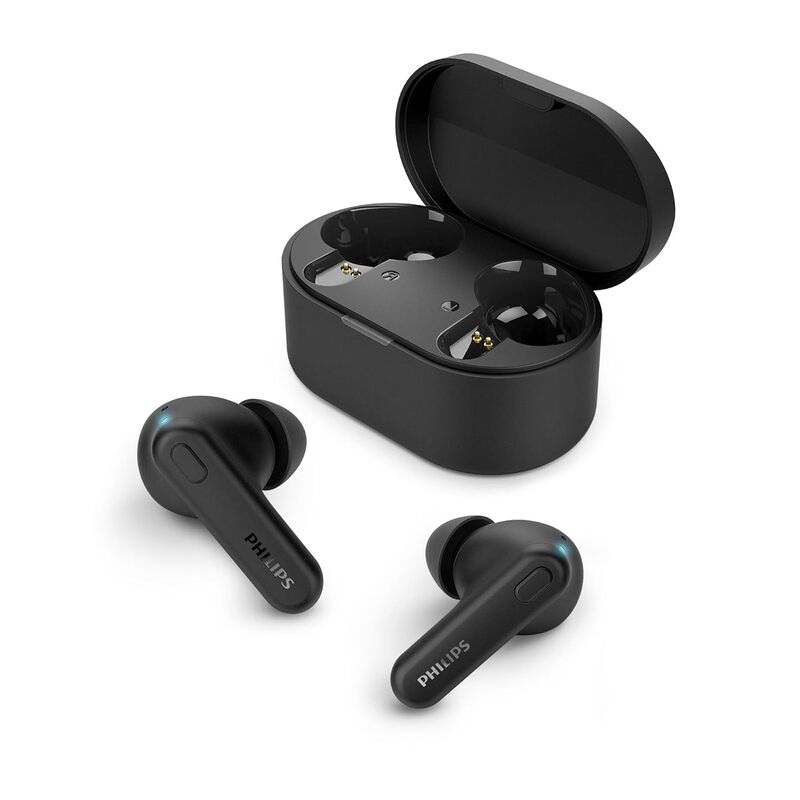 PHILIPS TAT1108BK/00 True Wireless Earbuds, in-Ear v5.3 Earphones with Mic, 15H Play Time, Shank Shape, IPX4, Touch Controls & Charging Case for iPhone/iPad PHILIPS TAT1108BK/00 True Wireless Earbuds, in-Ear v5.3 Earphones with Mic, 15H Play Time, Shank Shape, IPX4, Touch Controls & Charging Case for iPhone/iPad
