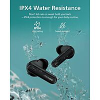 PHILIPS TAT1108BK/00 True Wireless Earbuds, in-Ear v5.3 Earphones with Mic, 15H Play Time, Shank Shape, IPX4, Touch Controls & Charging Case for iPhone/iPad PHILIPS TAT1108BK/00 True Wireless Earbuds, in-Ear v5.3 Earphones with Mic, 15H Play Time, Shank Shape, IPX4, Touch Controls & Charging Case for iPhone/iPad