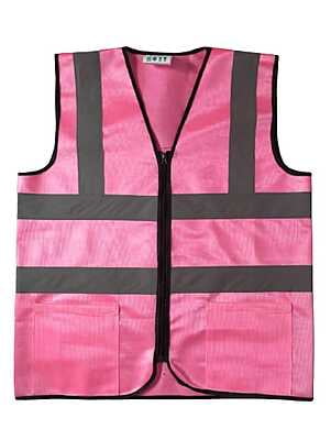 A-SAFETY Pink Safety Vest with Pockets Hi Viz Zipper Front Working Safety Vest with Reflective Strips. A-SAFETY Pink Safety Vest with Pockets Hi Viz Zipper Front Working Safety Vest with Reflective Strips.