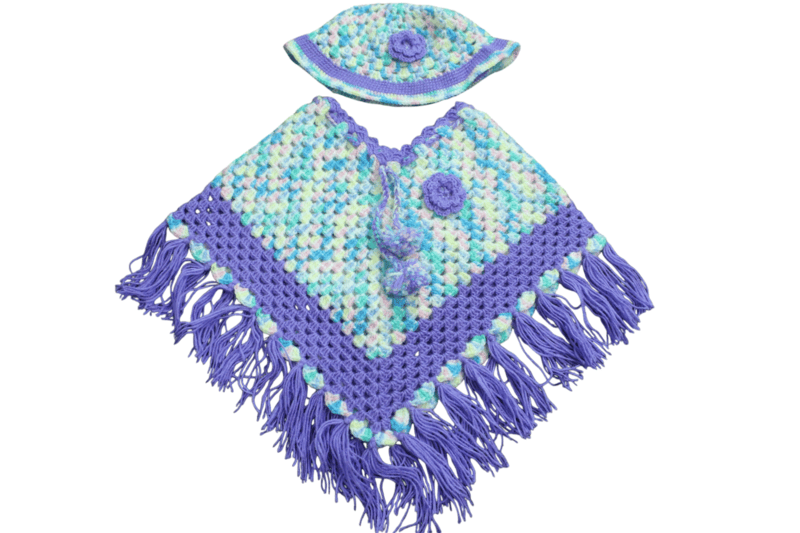 Handknitted multicolored woolen poncho with cap for kids between 6 months and 1 year || beautiful design and excellent finish and amazing crotchet work-PN2413 Handknitted multicolored woolen poncho with cap for kids between 6 months and 1 year || beautiful design and excellent finish and amazing crotchet work-PN2413