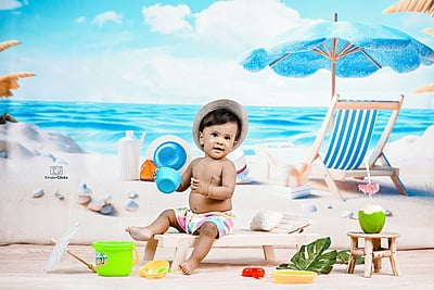 A Day at beach  - 5x7 Feet