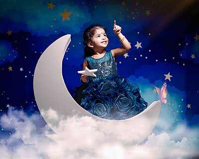 Fabric Baby Backdrop - Starry Night Sky - 5x7 Feet