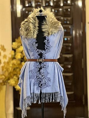 Pure Pashmina Stole-Blue Pure Pashmina Stole-Blue