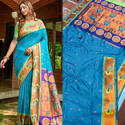 Paithani Silk Saree-RoyalBlue
