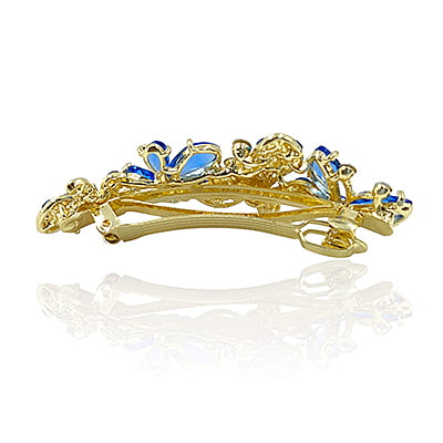 Party Wear Butterfly Stones & Beads Blue Crystal French Barrette Party Wear Butterfly Stones & Beads Blue Crystal French Barrette