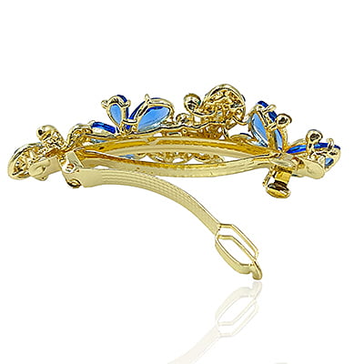 Party Wear Butterfly Stones & Beads Blue Crystal French Barrette Party Wear Butterfly Stones & Beads Blue Crystal French Barrette