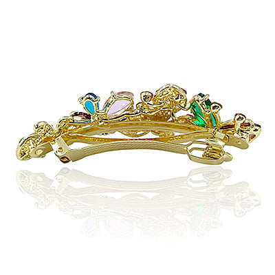 Party Wear Butterfly Stones & Beads Multi-Colored Crystal French Barrette Party Wear Butterfly Stones & Beads Multi-Colored Crystal French Barrette