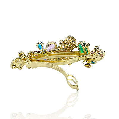 Party Wear Butterfly Stones & Beads Multi-Colored Crystal French Barrette Party Wear Butterfly Stones & Beads Multi-Colored Crystal French Barrette