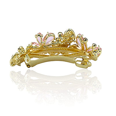 Party Wear Butterfly Stones & Beads Pink Crystal French Barrette Party Wear Butterfly Stones & Beads Pink Crystal French Barrette