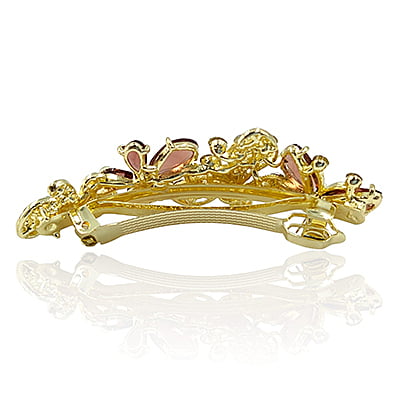 Party Wear Butterfly Stones & Beads Sephia Crystal French Barrette Party Wear Butterfly Stones & Beads Sephia Crystal French Barrette