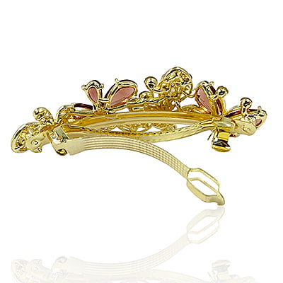 Party Wear Butterfly Stones & Beads Sephia Crystal French Barrette Party Wear Butterfly Stones & Beads Sephia Crystal French Barrette