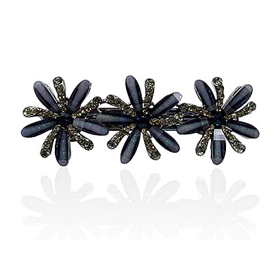 Dark Blue Line Crystal French Barrette Dark Blue Line Crystal French Barrette